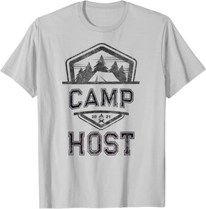 CAMP HOST Campground Staff Campsite Team Hosting Kids Yellow T-Shirt - T-Shirt | Ash