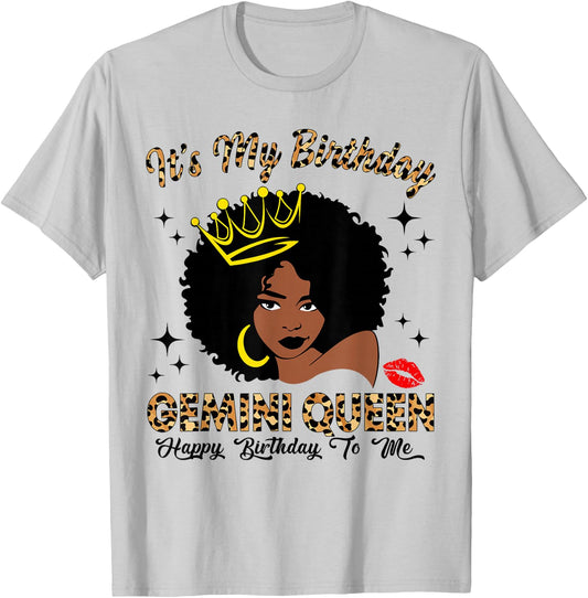 It's My Birthday Gemini Queen African American Women T-Shirt - T-Shirt | Ash