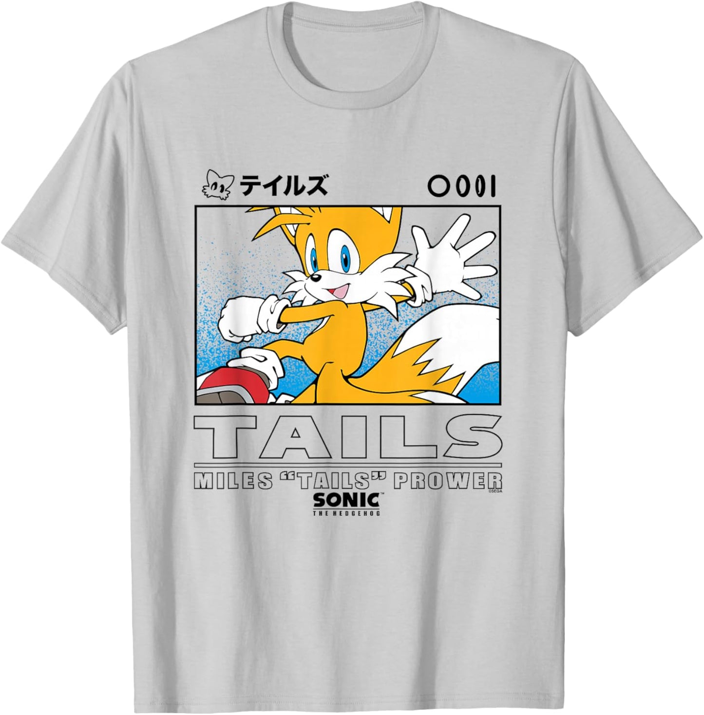 Sonic The Hedgehog Miles Tails Prower Kanji Portrait T-Shirt - T-Shirt | Ash