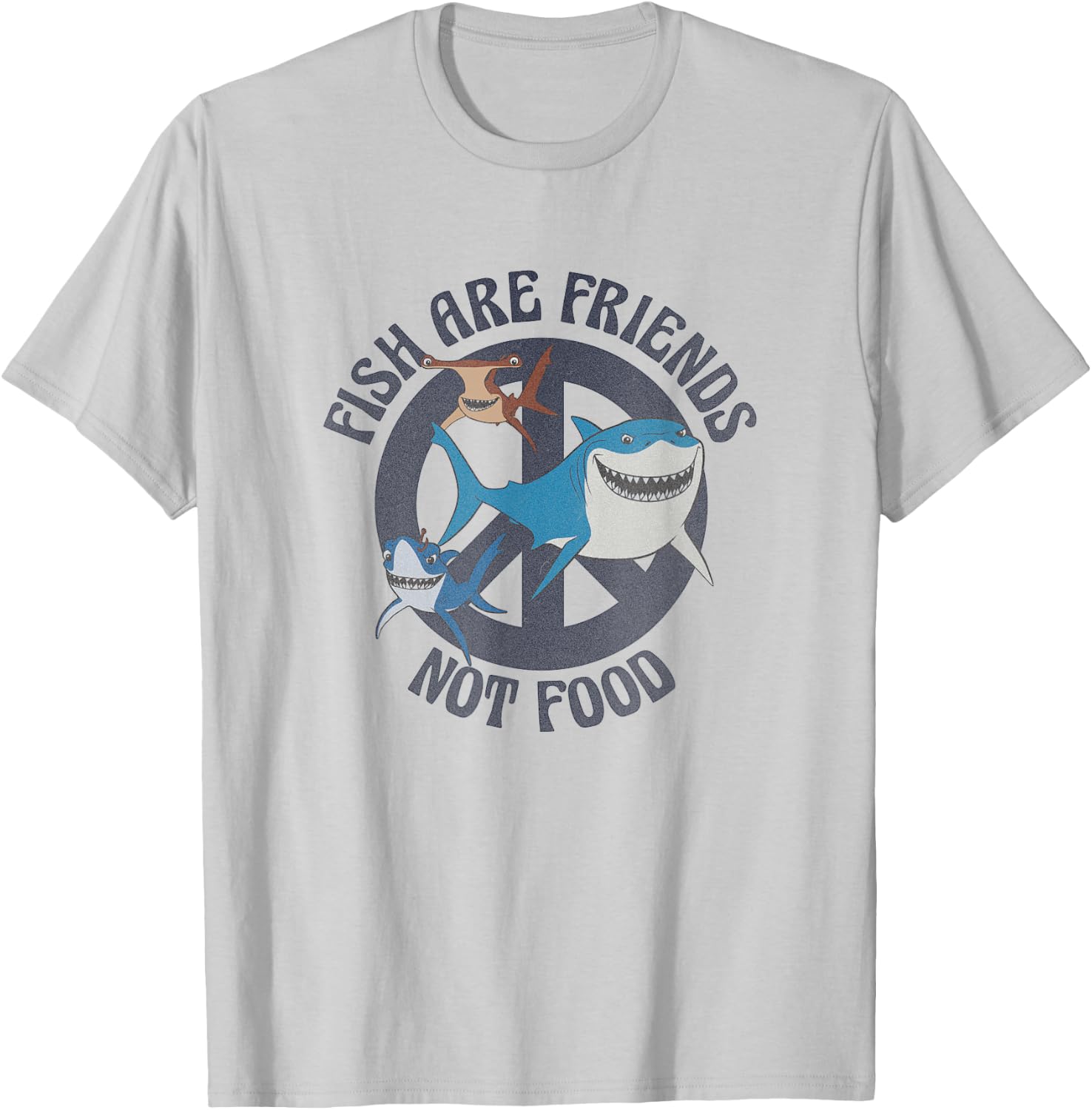 Disney Pixar Finding Nemo Fish are Friends Not Food Big Logo T-Shirt - T-Shirt | Ash