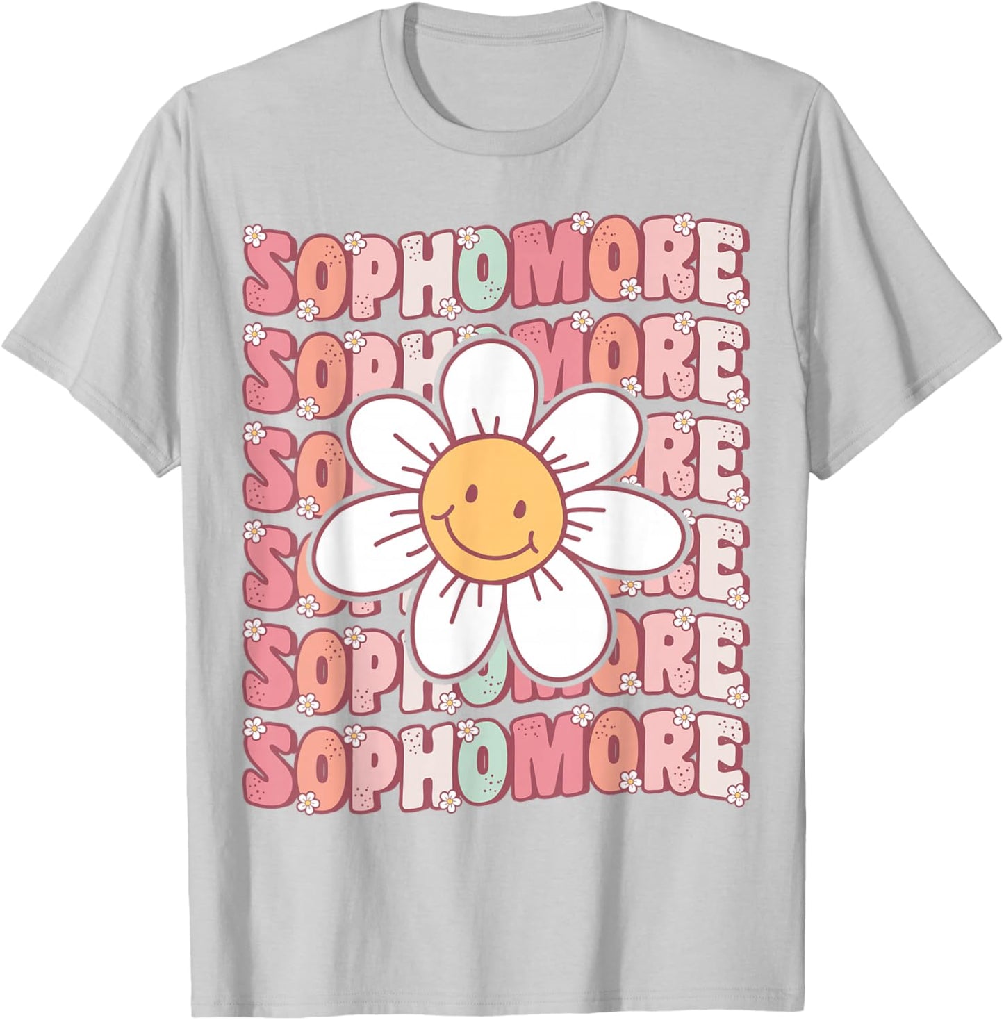 Groovy Sophomore Cute 10th Grade First Day of High School T-Shirt - T-Shirt | Ash