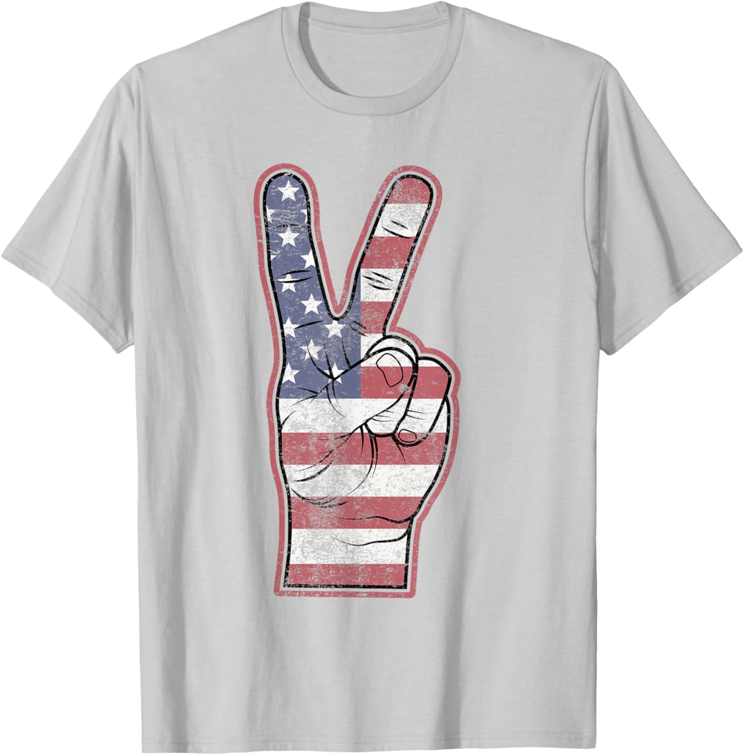 Peace Fingers 4th of July American Flag Men Boys Toddler kid T-Shirt - T-Shirt | Ash