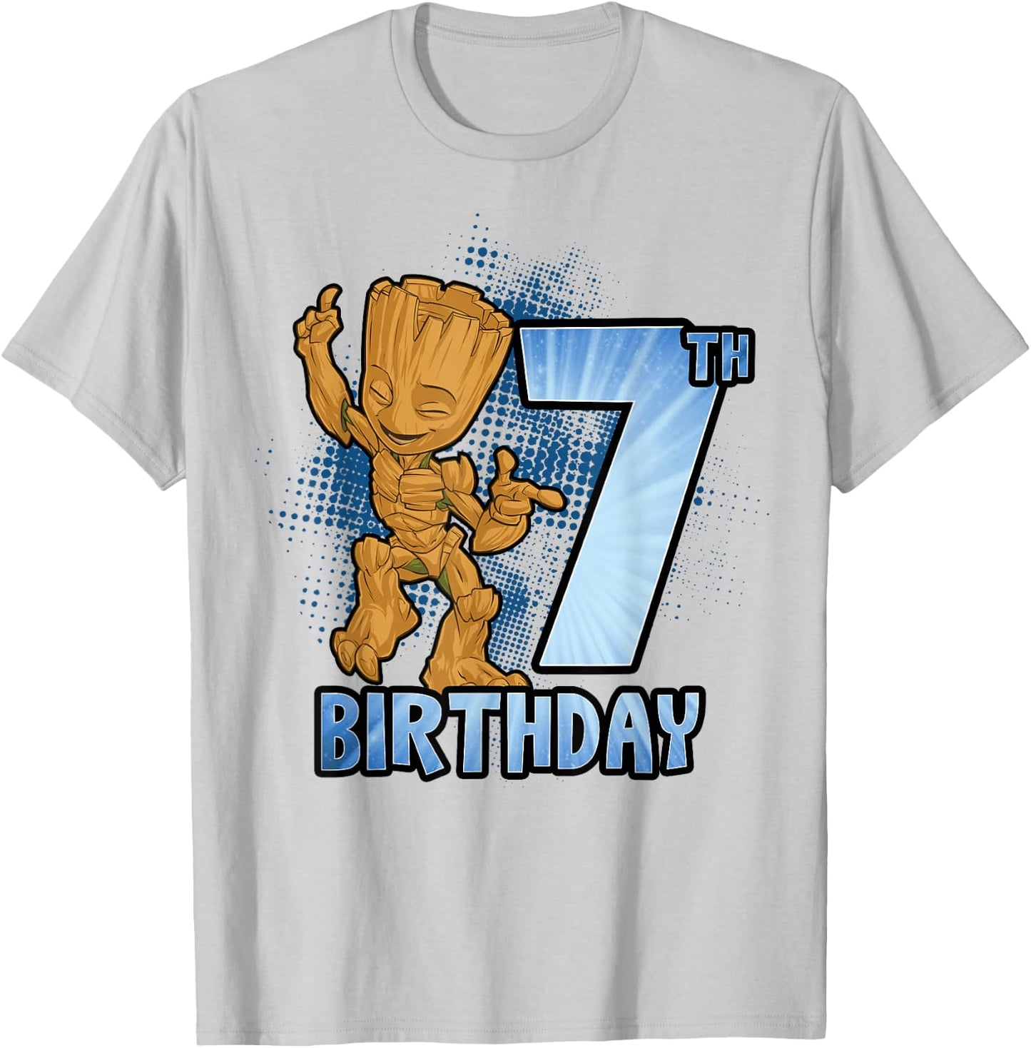 Marvel Guardians Of The Galaxy Baby Groot 7th Birthday T-Shirt - T-Shirt | Ash