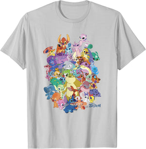 Disney Lilo & Stitch The Experiments Mashup Portrait T-Shirt - T-Shirt | Ash