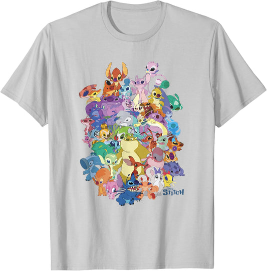 Disney Lilo & Stitch The Experiments Mashup Portrait T-Shirt - T-Shirt | Ash