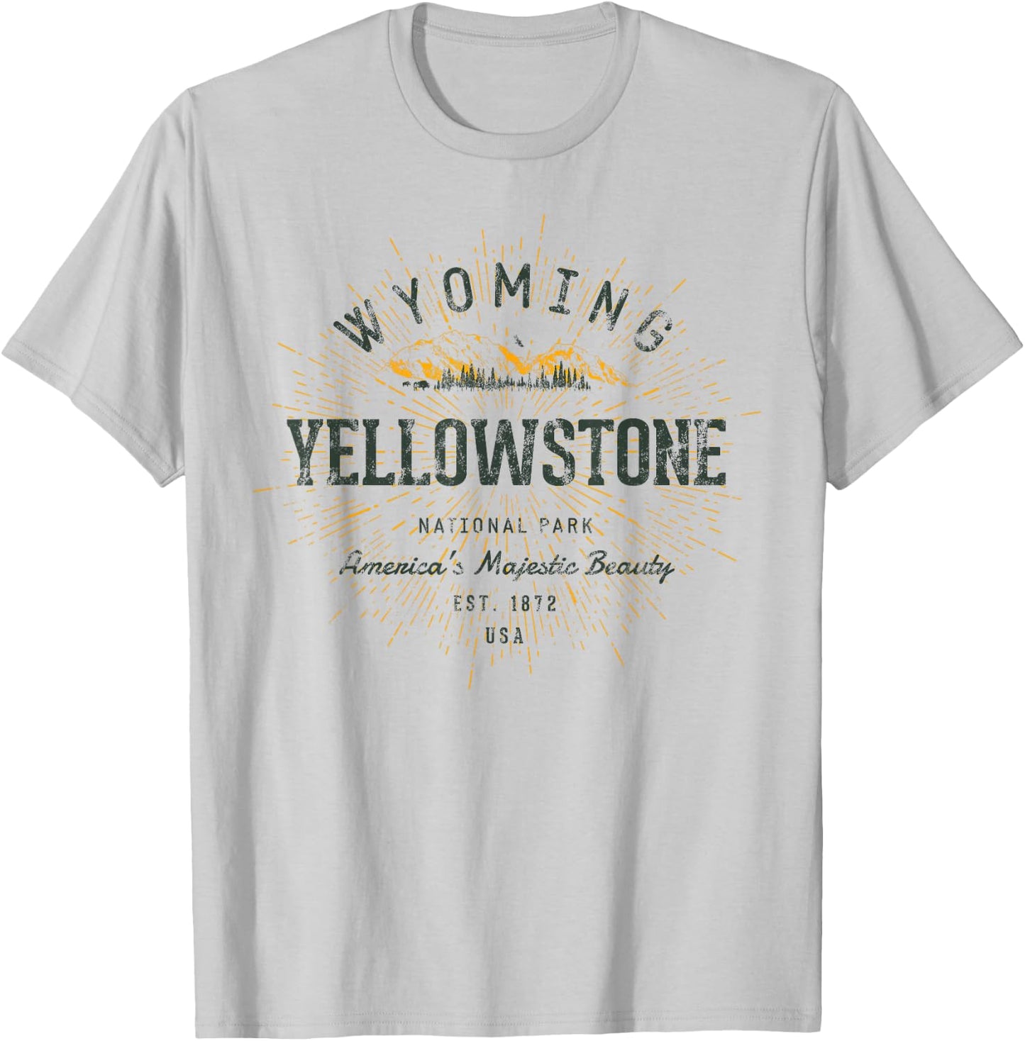 Retro Style Vintage Yellowstone National Park T-Shirt - T-Shirt | Ash