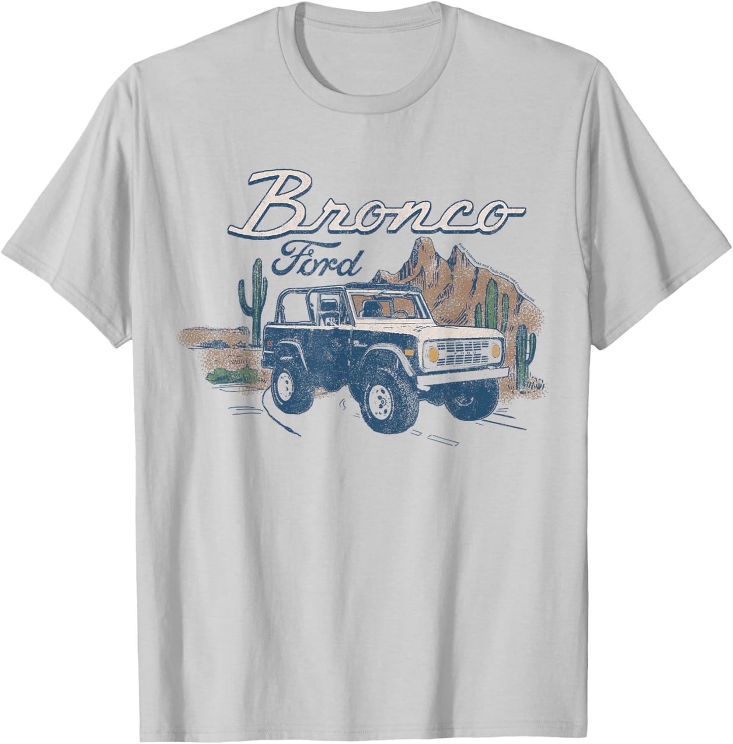 Ford - Bronco SUV Outdoor Desert Landscape T-Shirt - T-Shirt | Ash