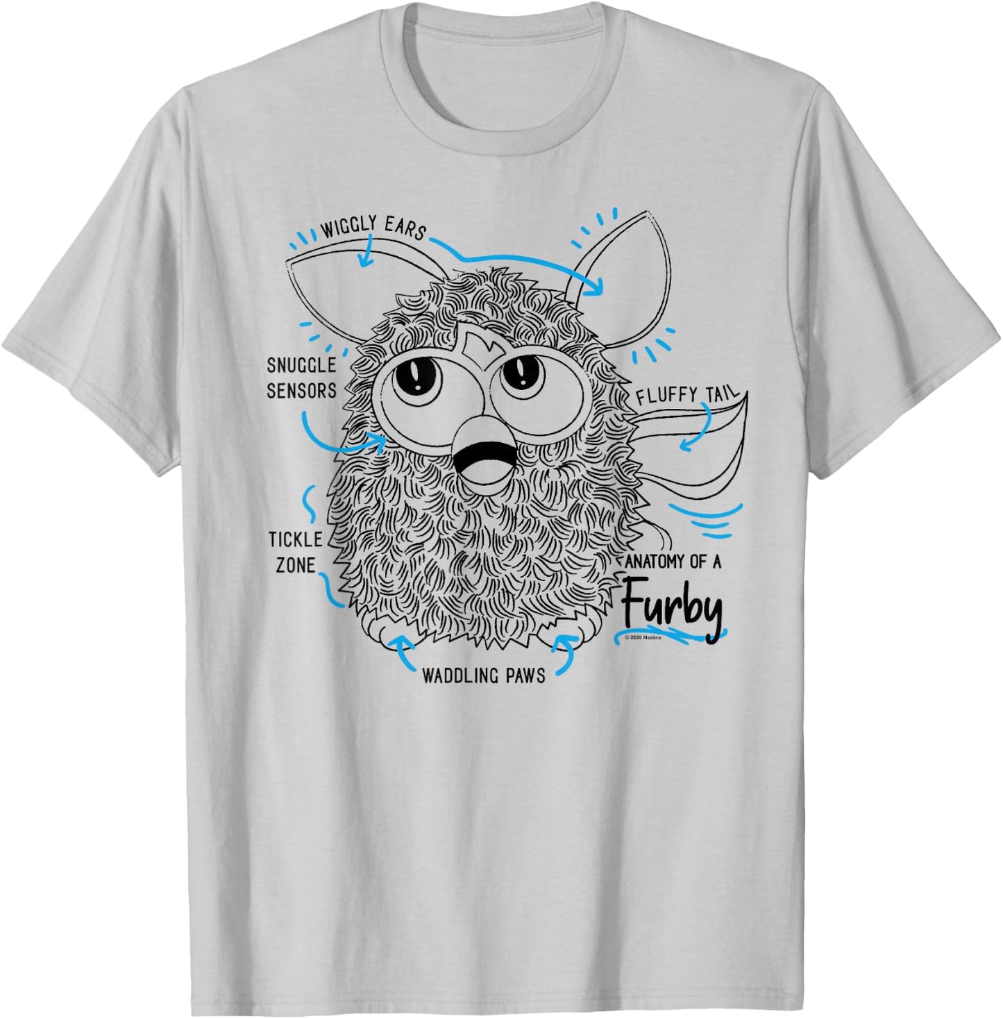 Furby Anatomy of A Furby Retro Textbook Diagram T-Shirt - T-Shirt | Ash