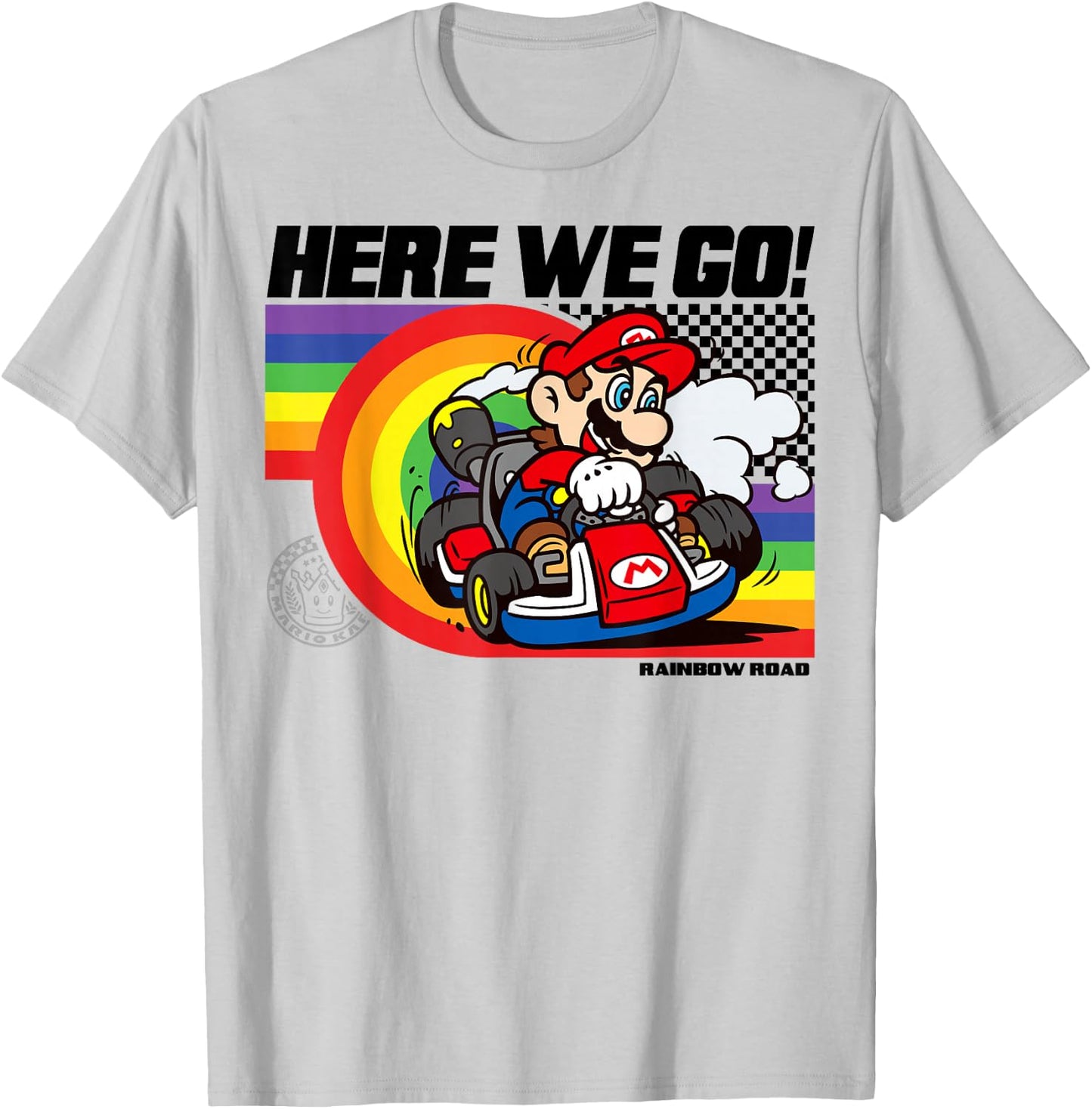 Mario Kart Pride Rainbow Road Here We Go Nintendo Icon T-Shirt - T-Shirt | Ash