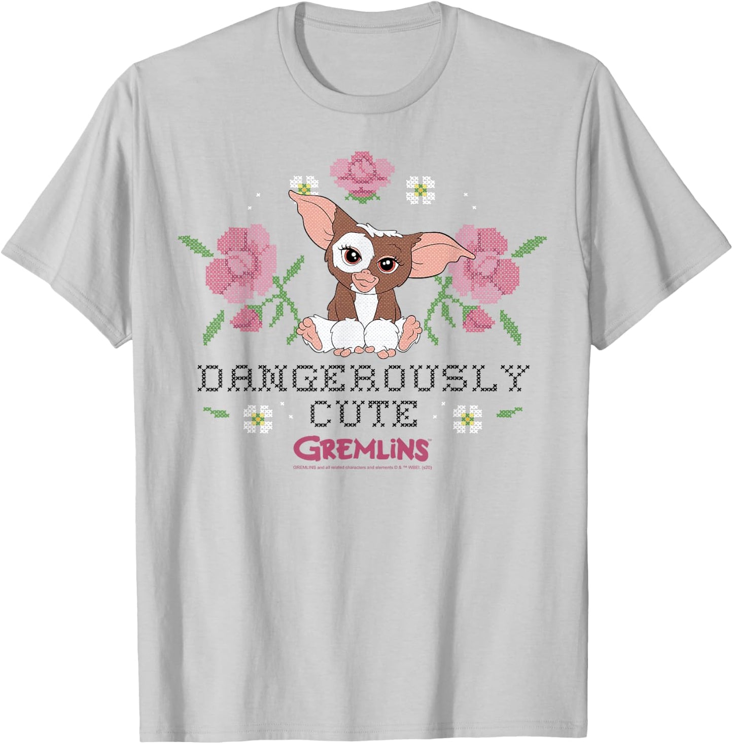 Gremlins Gizmo Dangerously Cute Faux Stitched T-Shirt - T-Shirt | Ash