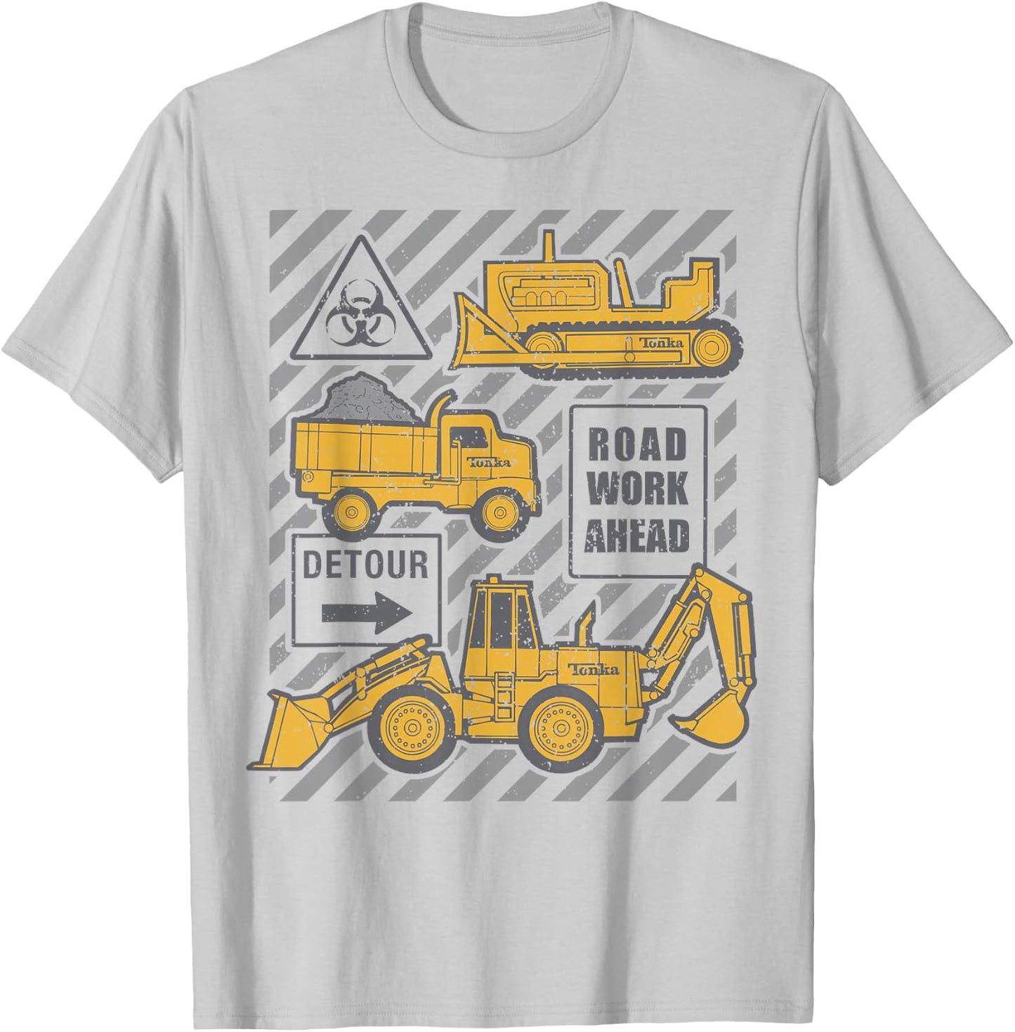 Tonka Trucks Road Work Ahead Construction Sign Logo T-Shirt - T-Shirt | Ash