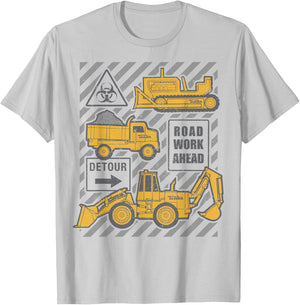 Tonka Trucks Road Work Ahead Construction Sign Logo T-Shirt - T-Shirt | Ash