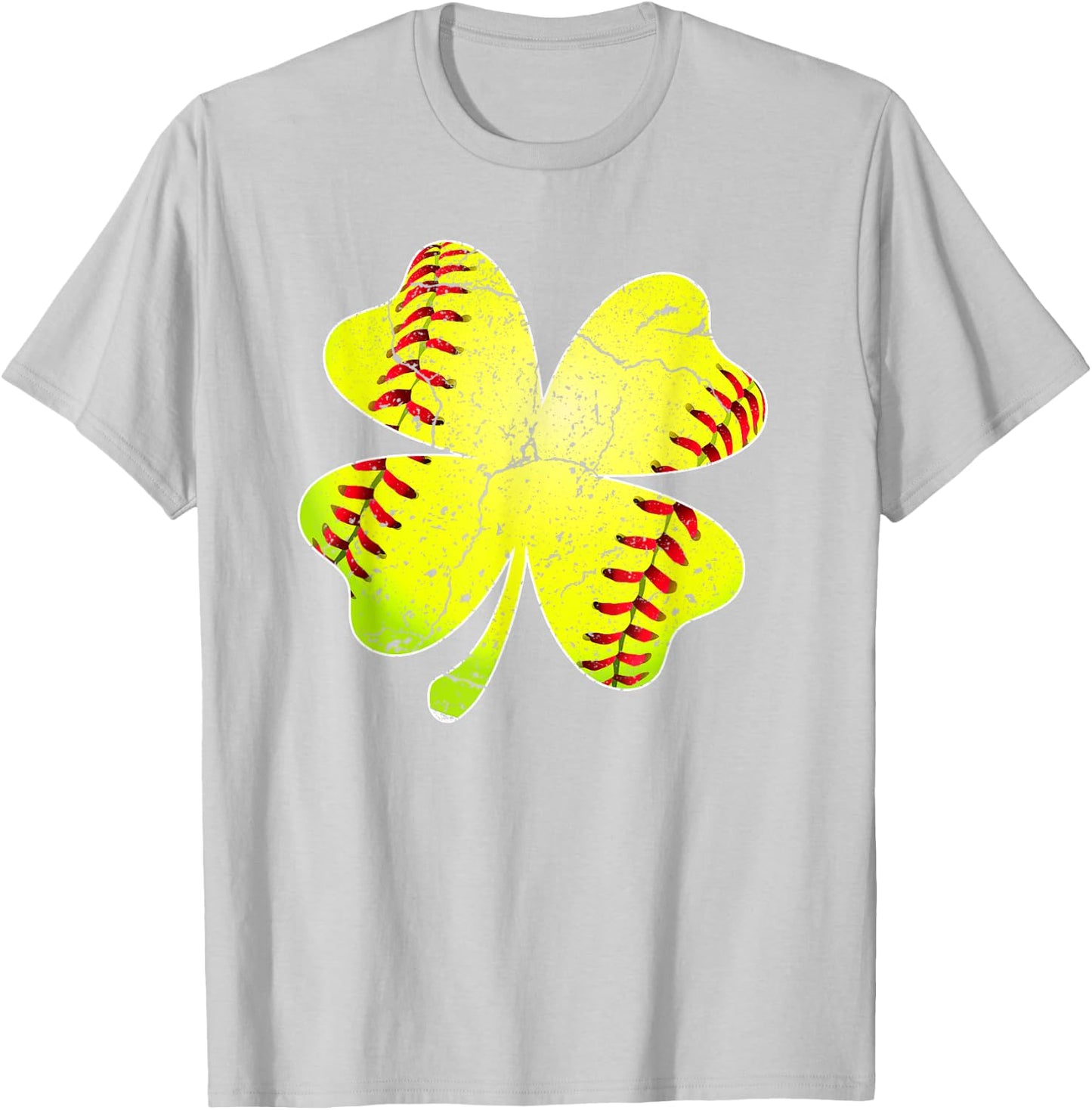 Funny Softball Shamrock St Patricks Day Softball Lover T-Shirt - T-Shirt | Ash
