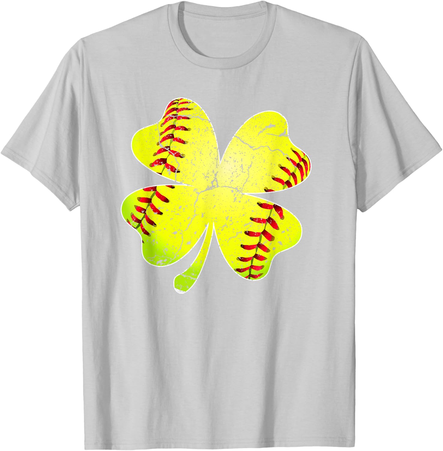 Funny Softball Shamrock St Patricks Day Softball Lover T-Shirt - T-Shirt | Ash