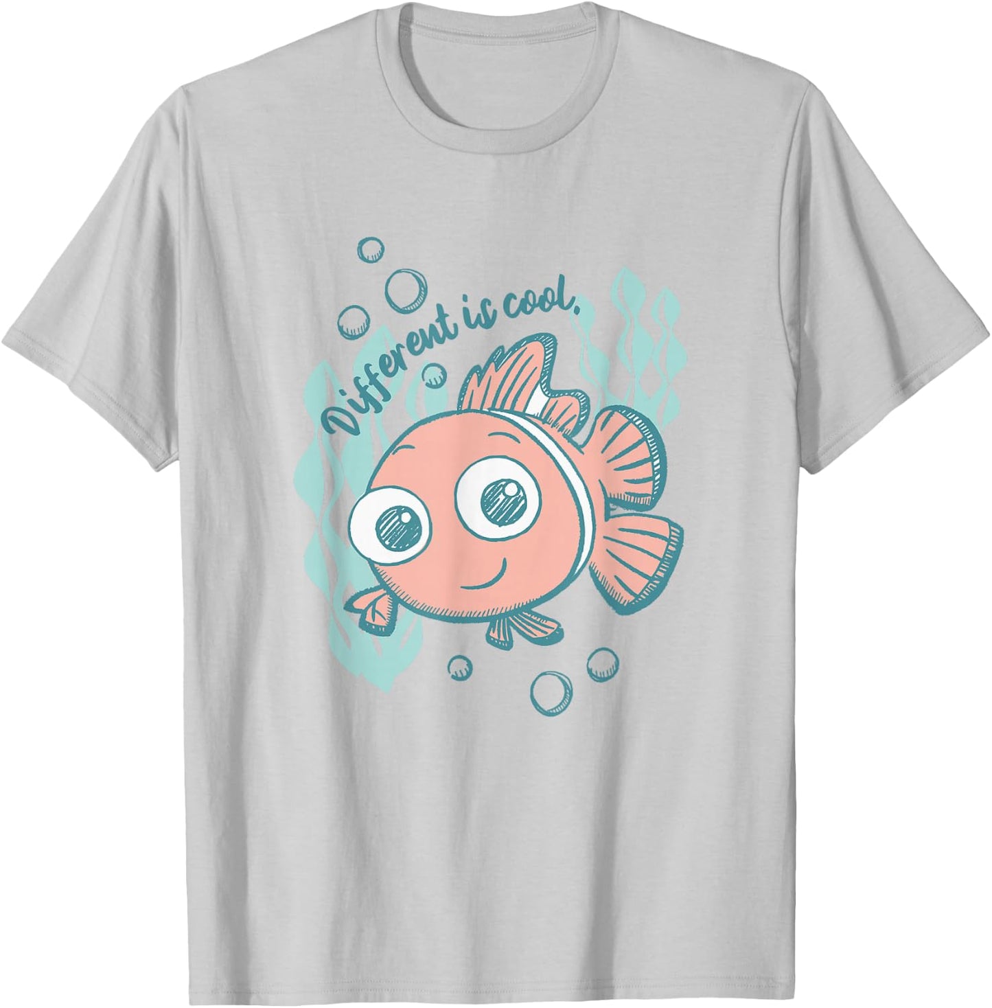 Disney Pixar Finding Nemo Different Is Cool Sketch Portrait T-Shirt - T-Shirt | Ash