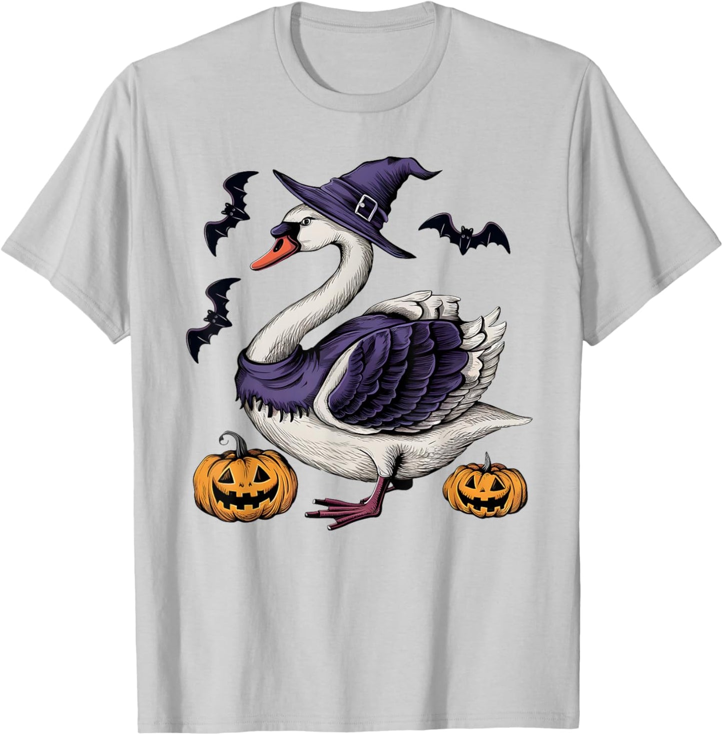 Funny Swan Bird Halloween Costume Scary Pumpkin Bat Witch T-Shirt - T-Shirt | Ash