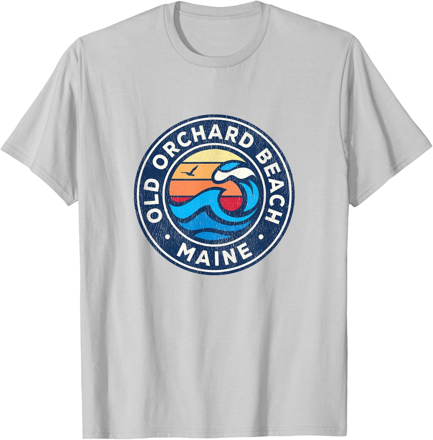 Old Orchard Beach Maine ME Vintage Nautical Waves Design T-Shirt - T-Shirt | Ash