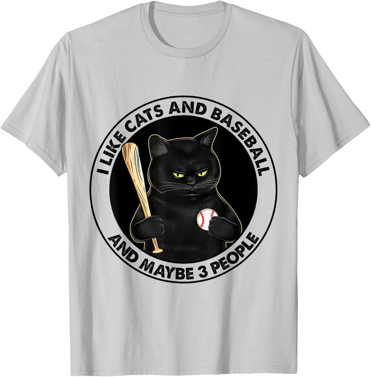 I Like Cats And Baseball T-Shirt - T-Shirt | Ash