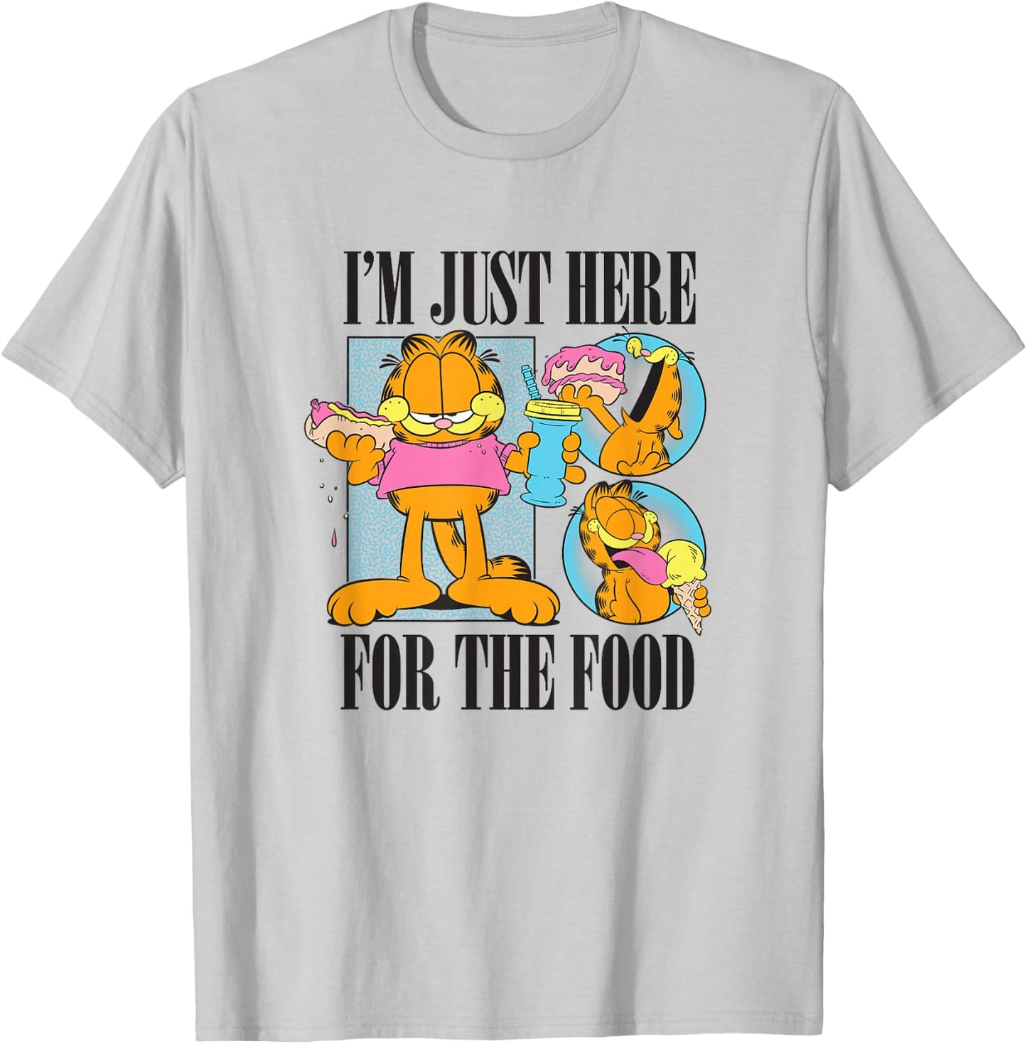 Garfield I'm Just Here For The Food Vintage Snack Panels T-Shirt - T-Shirt | Ash