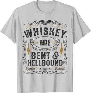Whiskey Bent and Hellbound Country Music Biker Bourbon Gift T-Shirt - T-Shirt | Ash