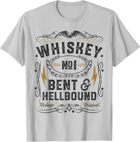Whiskey Bent and Hellbound Country Music Biker Bourbon Gift T-Shirt - T-Shirt | Ash