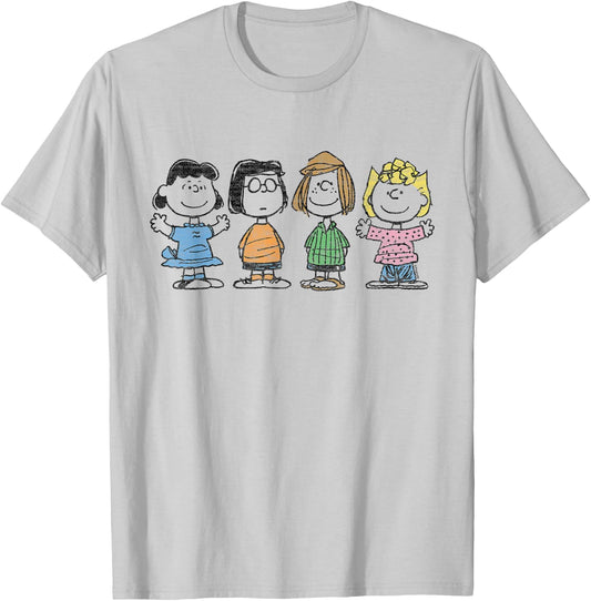 Peanuts - Lucy Marcie Peppermint Patty Sally Girls Group T-Shirt - T-Shirt | Ash