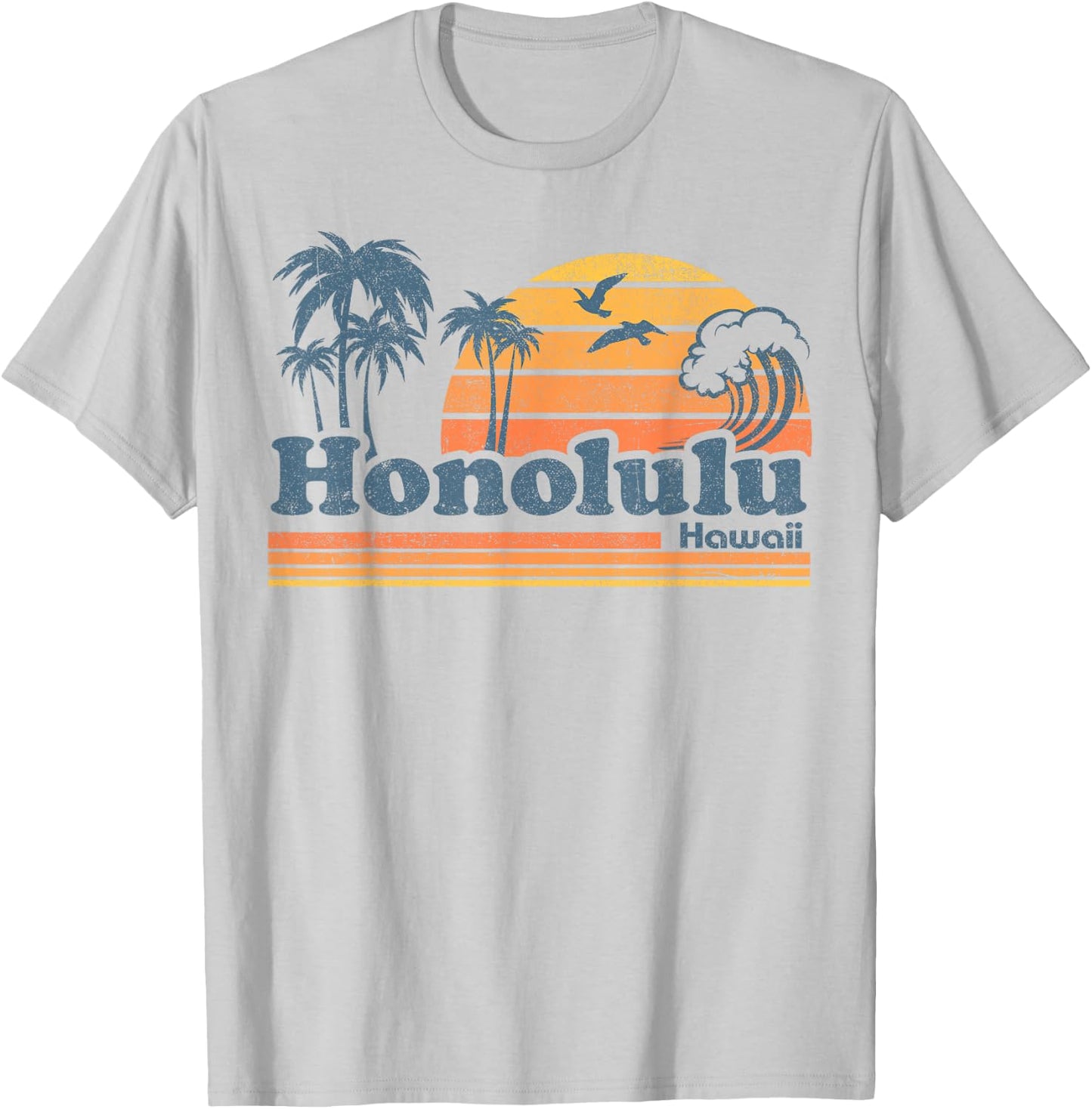 Honolulu Hawaii Vintage Beach Surfing 70s Retro Hawaiian T-Shirt - T-Shirt | Ash