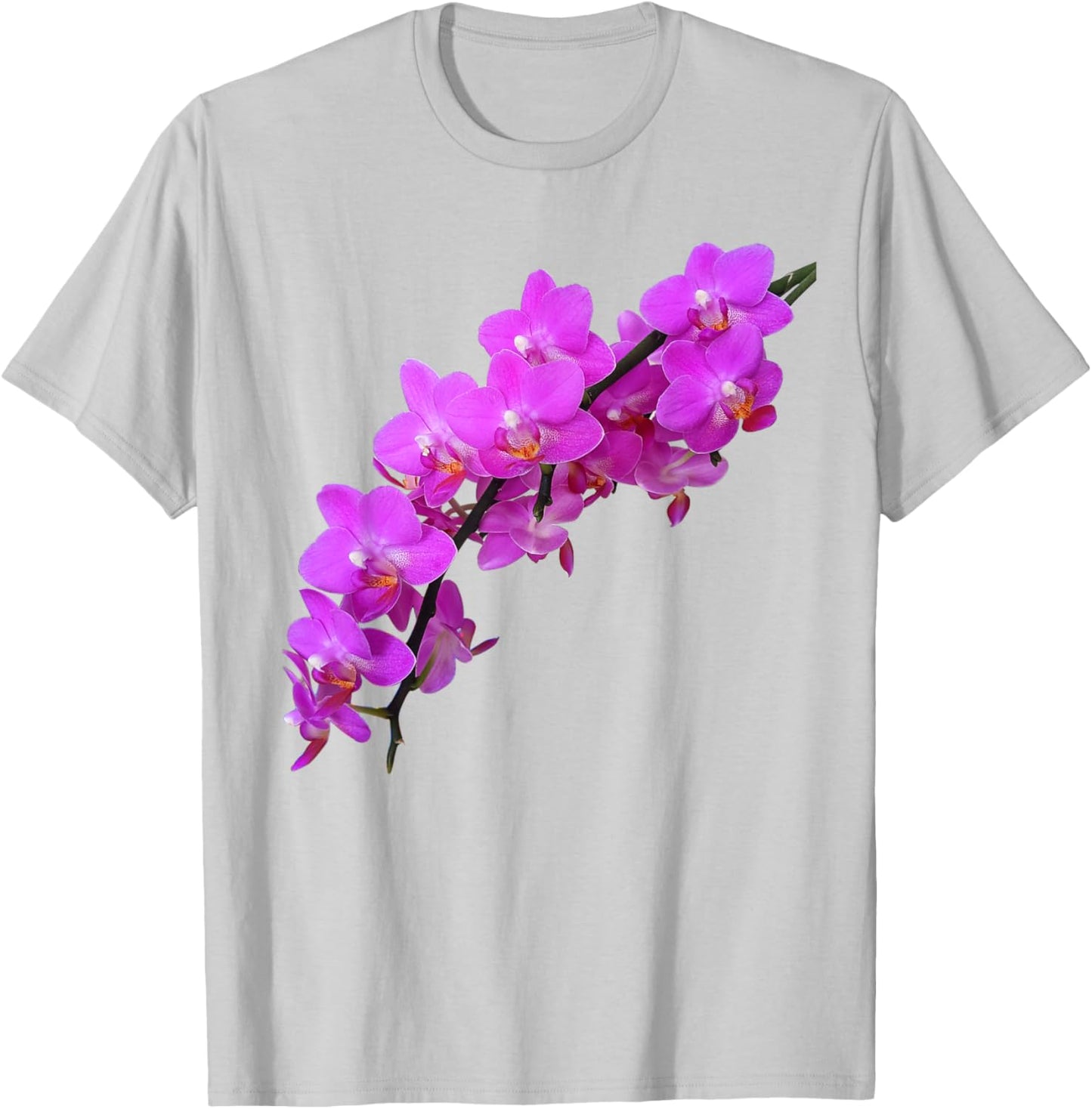 Branch of Pink Magenta Phalaenopsis Orchids 2 Shapes Mania T-Shirt - T-Shirt | Ash