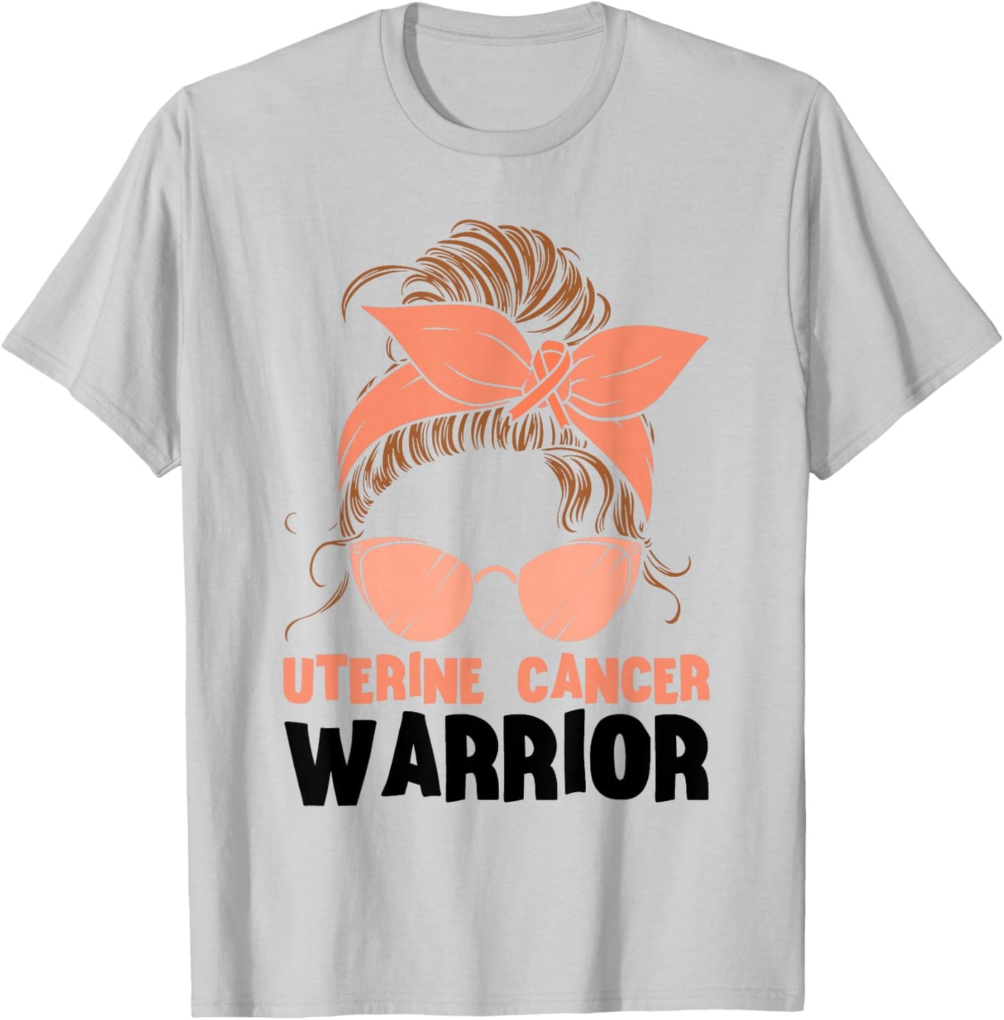 Uterine Cancer Warrior Messy Endometrial Cancer Awareness T-Shirt - T-Shirt | Ash