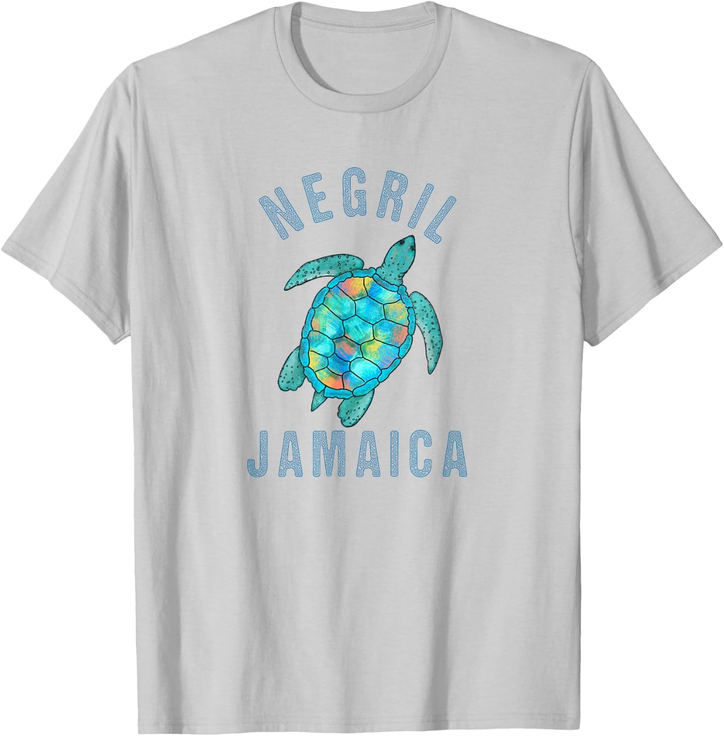Negril, Jamaica Beach Design / Sea Turtle Illustration Gift T-Shirt - T-Shirt | Ash