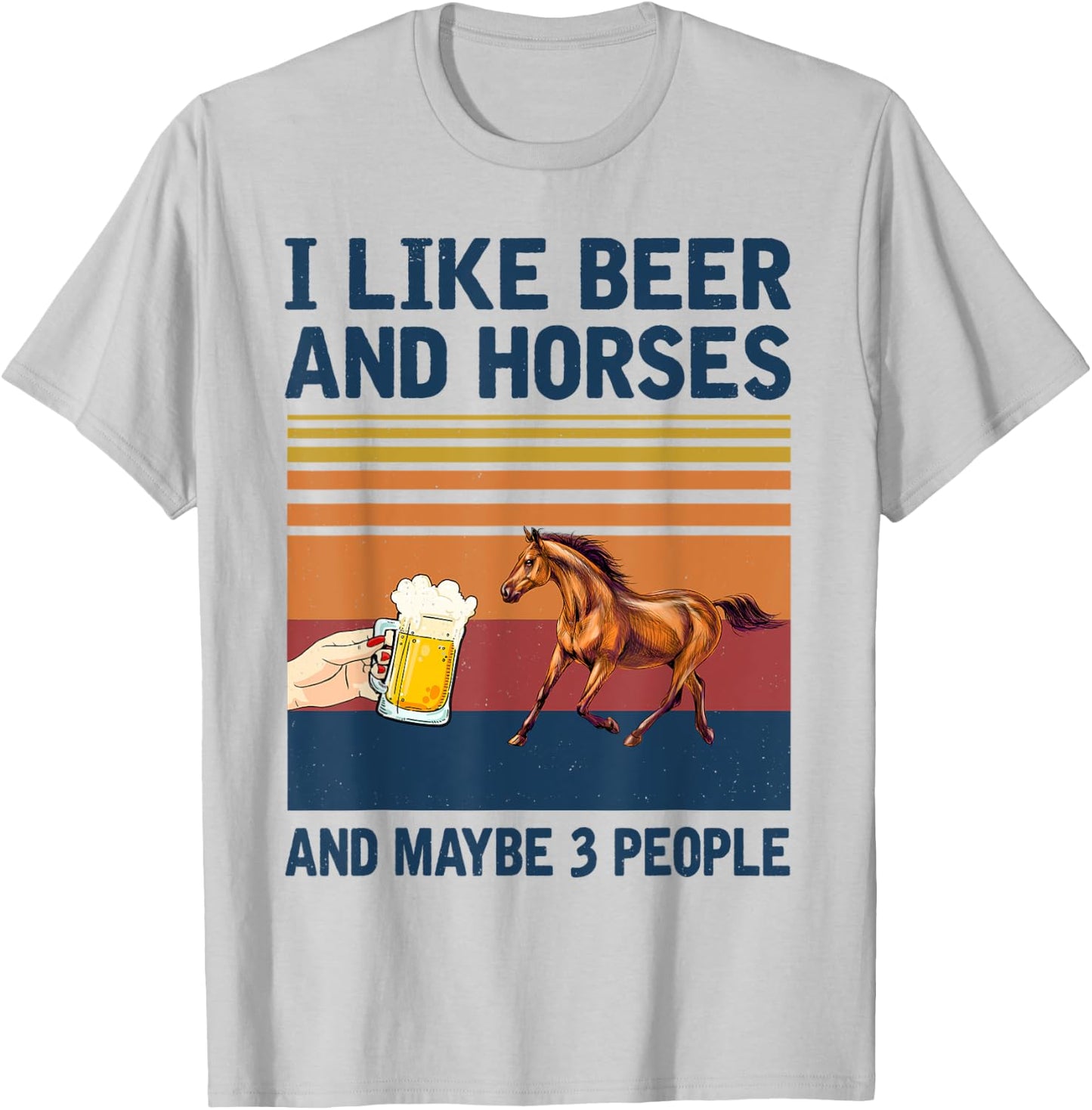 Vintage I Like Beer and Horses maybe 3 people T-Shirt - T-Shirt | Ash