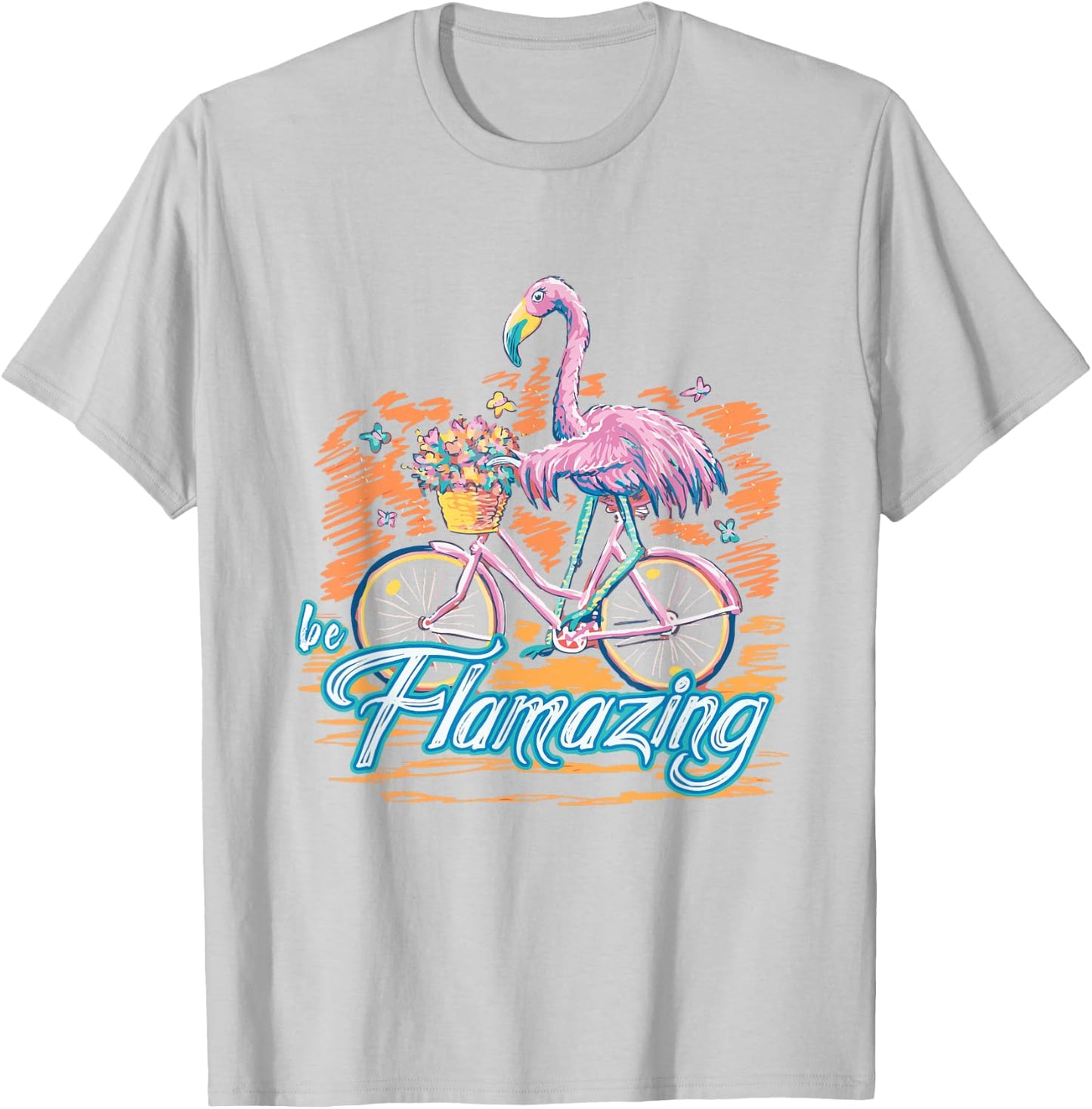 Be Flamazing Funny Flamingo Bicycle Lover Summer Vibes Women T-Shirt - T-Shirt | Ash