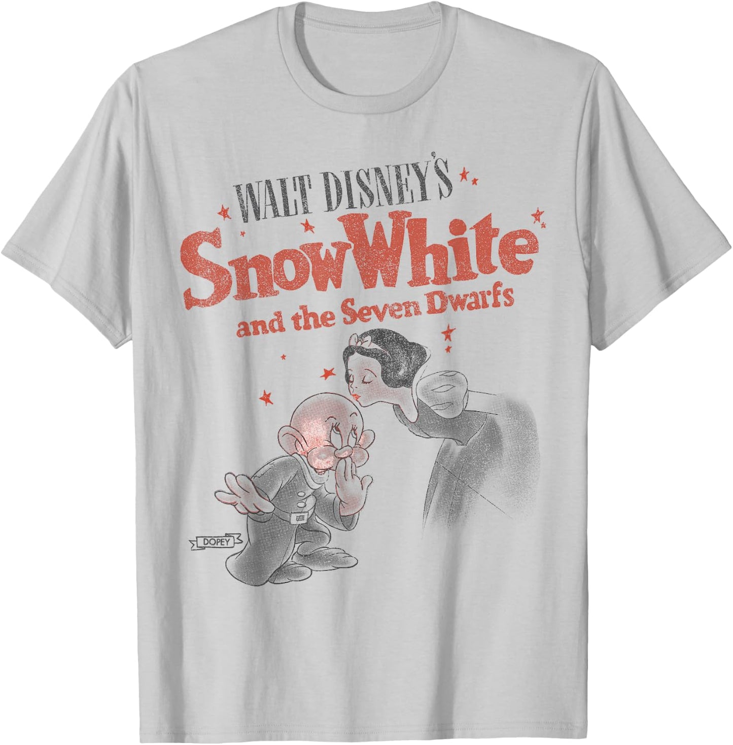 Disney Snow White & Dopey Distressed Portrait Small T-Shirt - T-Shirt | Ash