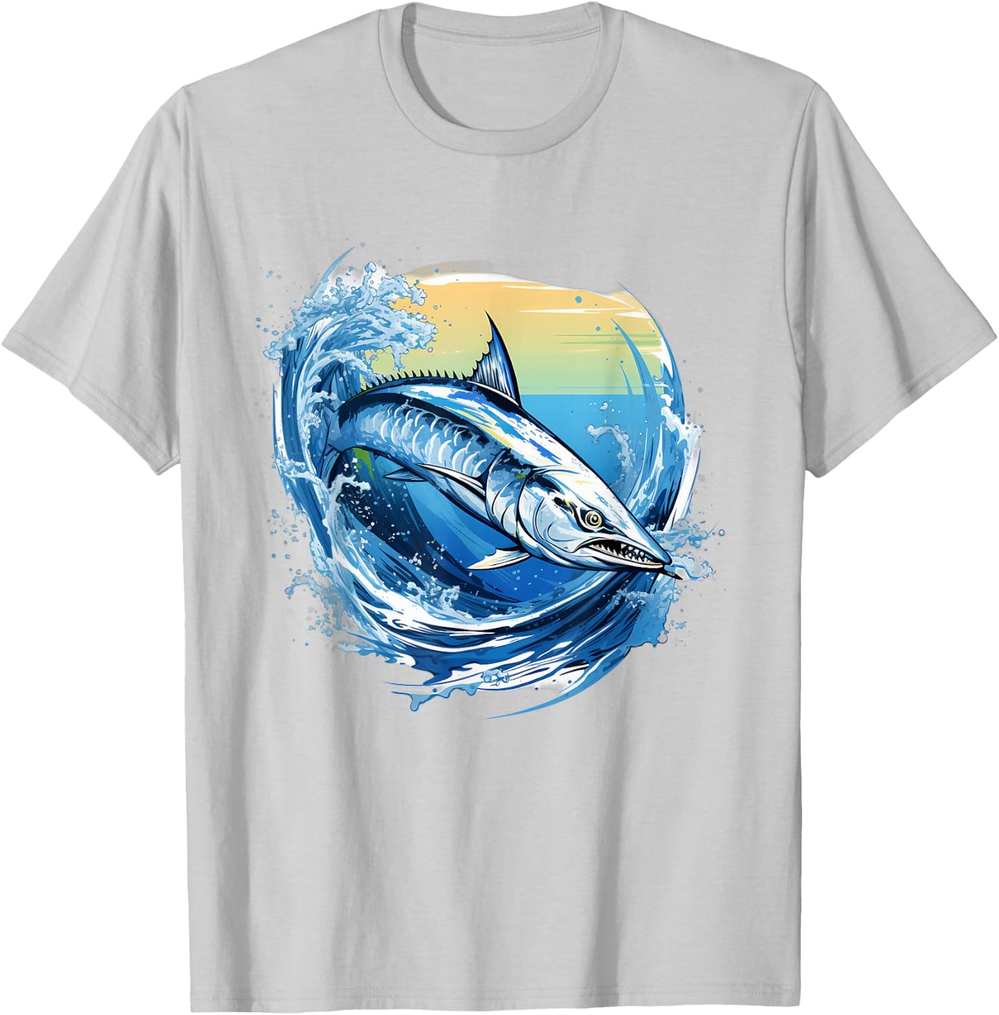 Retro Style King Mackerel T-Shirt - T-Shirt | Ash