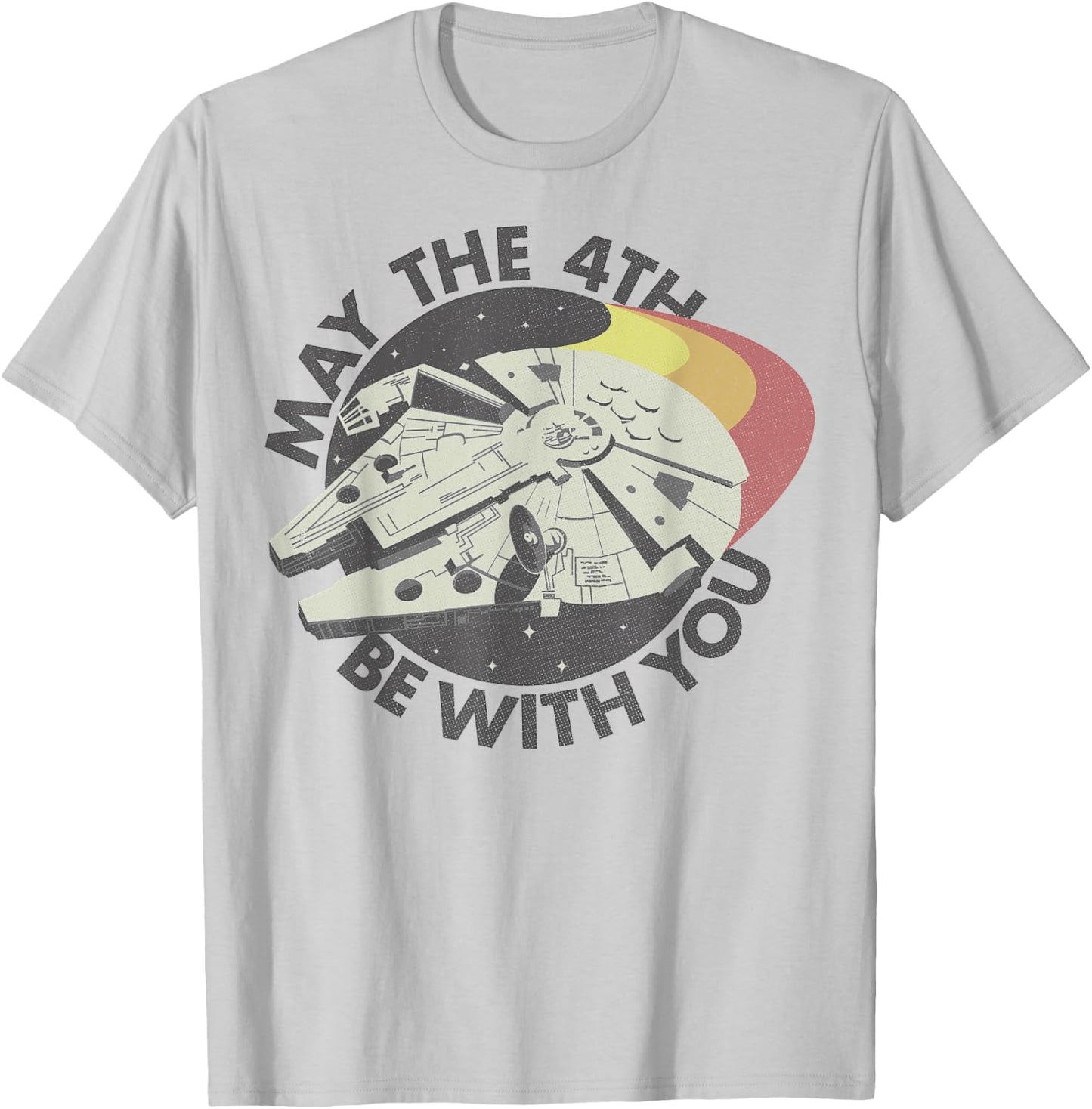 Star Wars Millennium Falcon Retro May The 4th Be With You T-Shirt - T-Shirt | Ash
