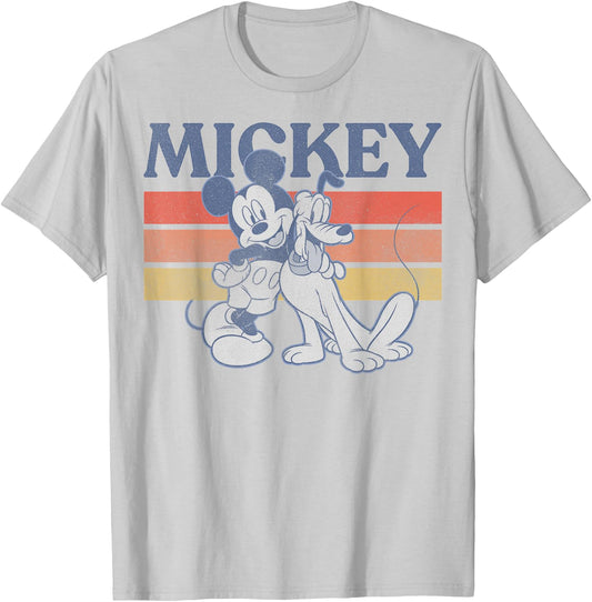Disney Mickey and Friends Mickey and Pluto Retro T-Shirt - T-Shirt | Ash
