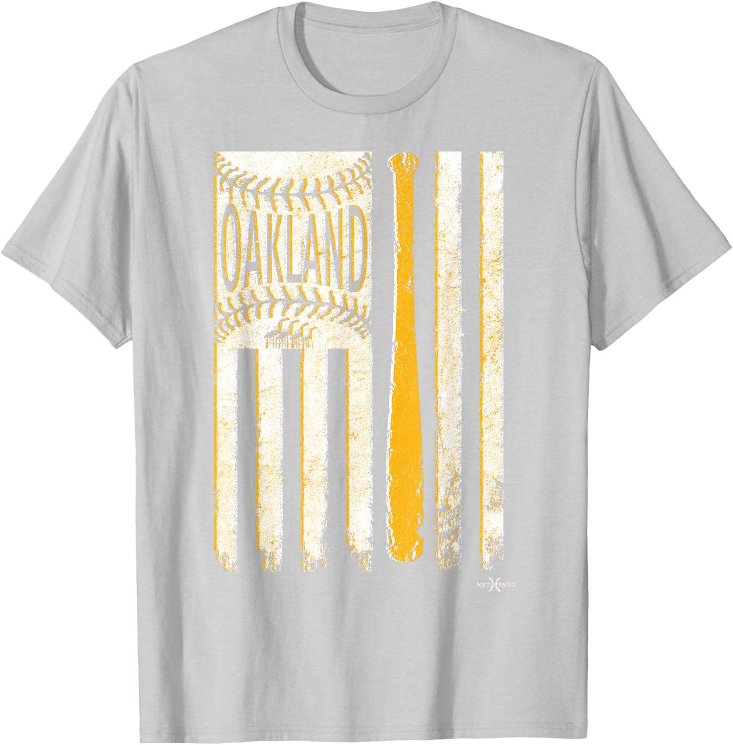 Classic Oakland Baseball Flag | Patriotic Baseball T-Shirt - T-Shirt | Ash