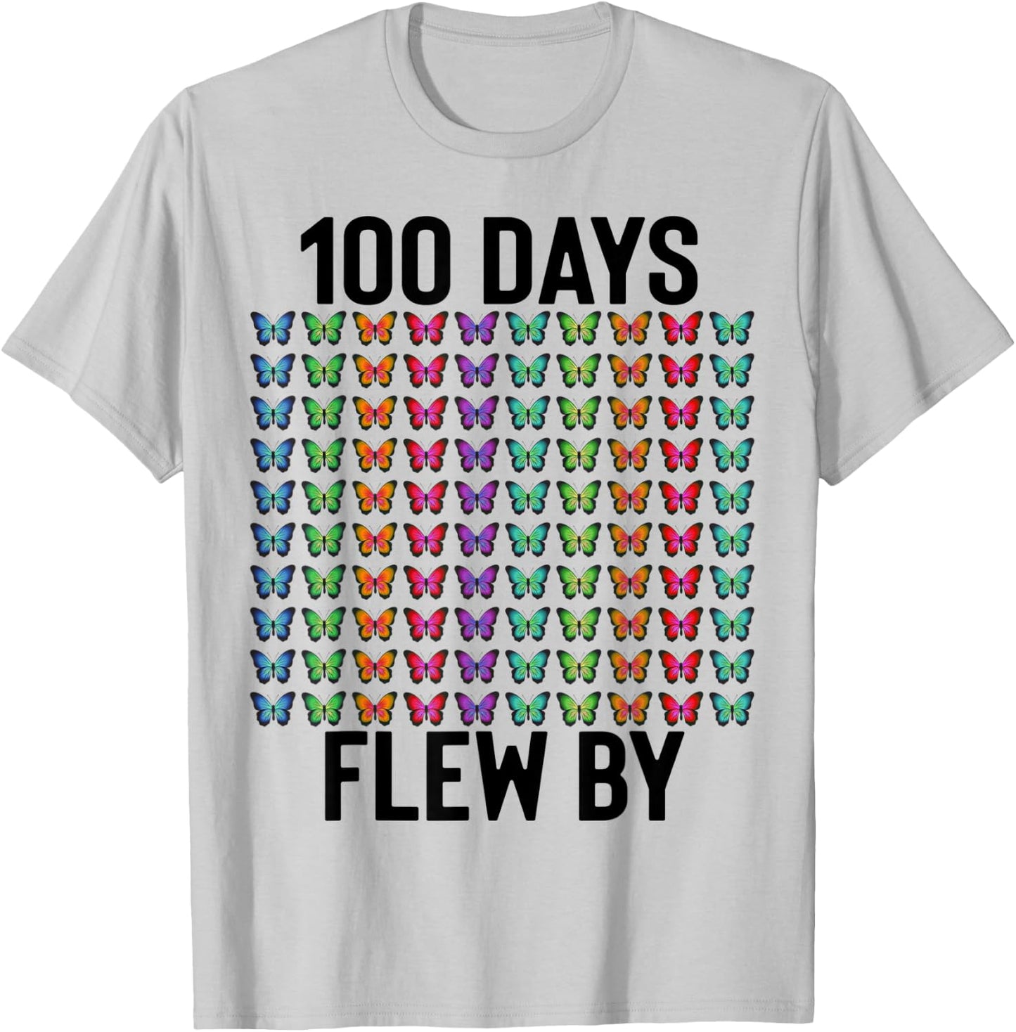 100 Days of School Flew By Butterfly Girls Butterflies Cute T-Shirt - T-Shirt | Ash