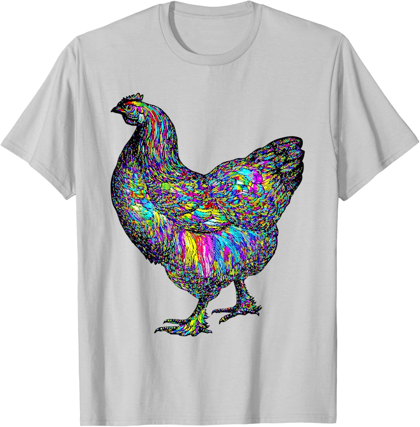 Psychedelic Chicken Bird T-Shirt - T-Shirt | Ash