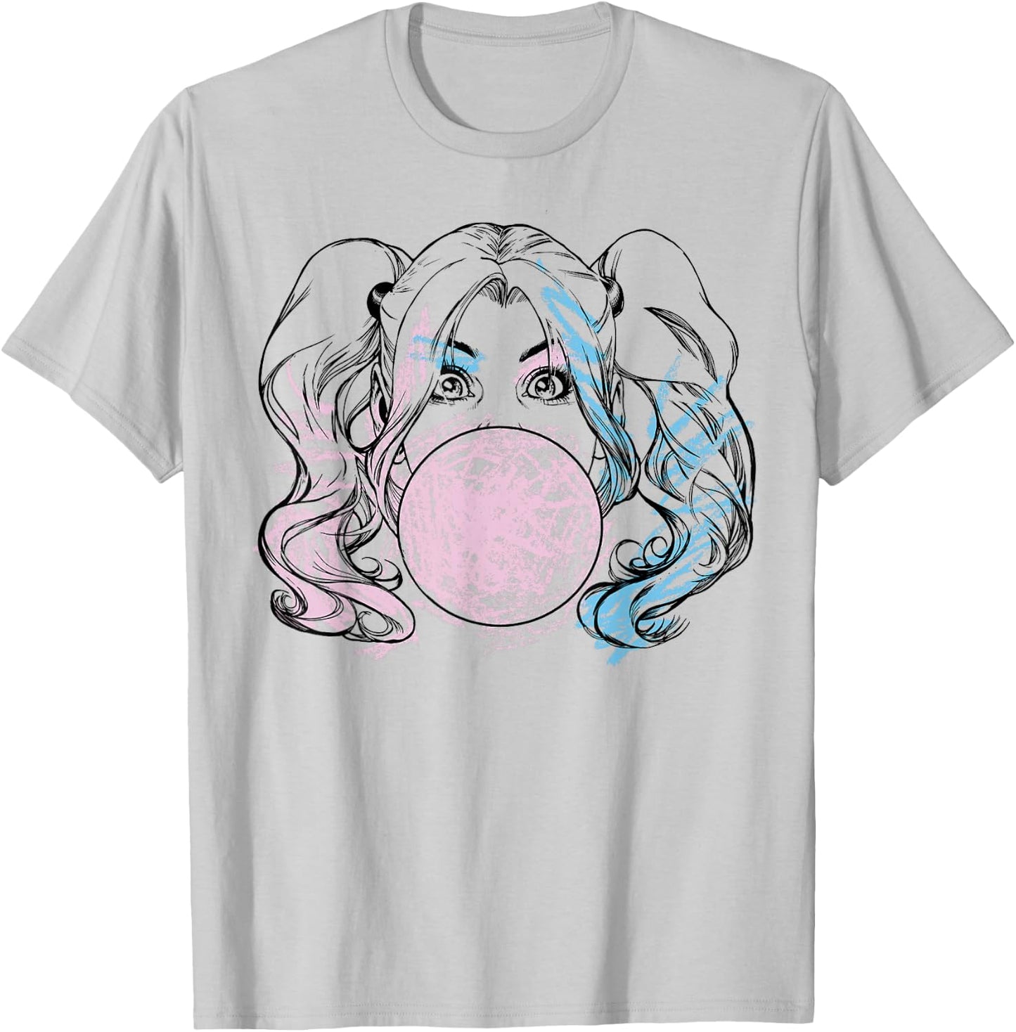 DC Comics Batman Harley Quinn Crayon Outline Small T-Shirt - T-Shirt | Ash