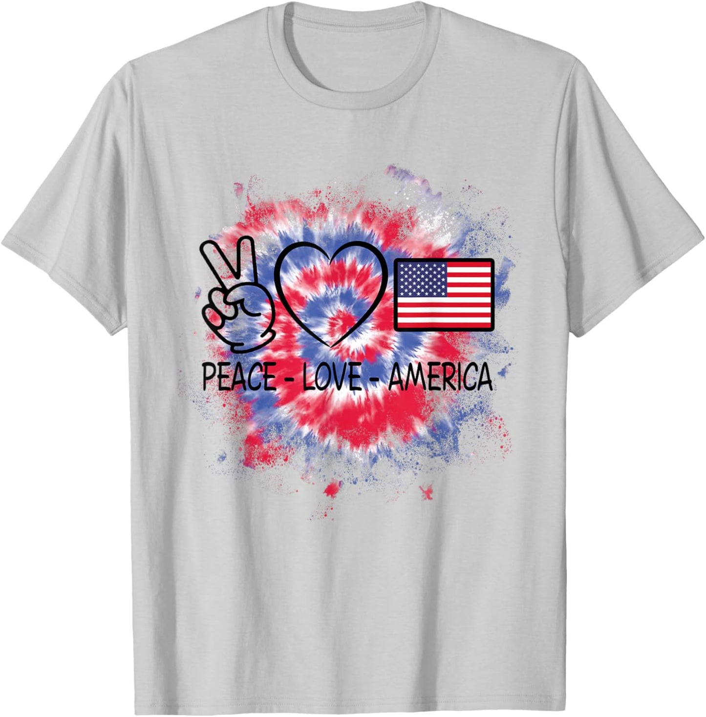 Peace Love America Tie Dye 4th Of July Shirts Kids Girls T-Shirt - T-Shirt | Ash