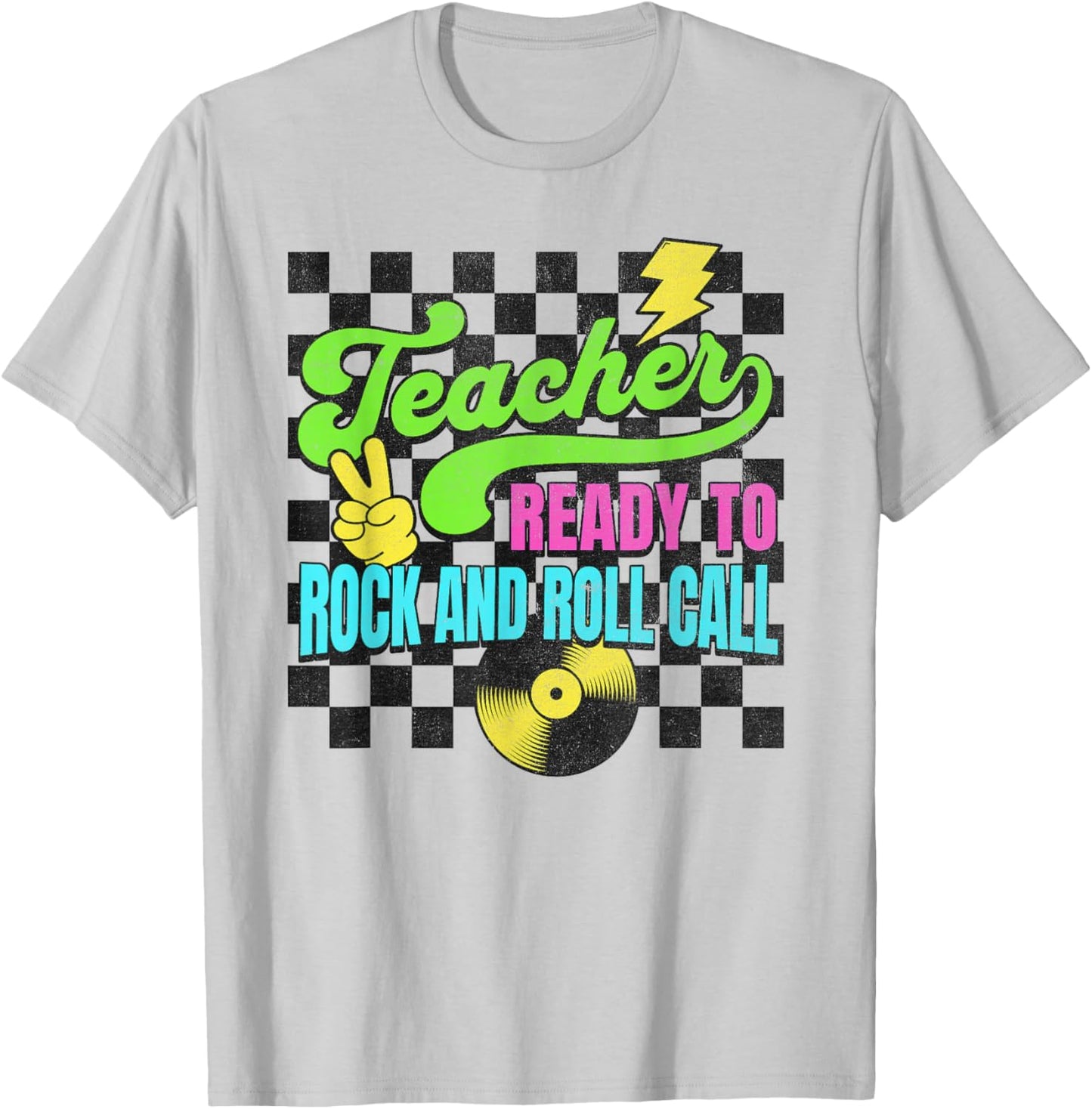 Teacher Ready To Rock and Roll Call Funny Back To School T-Shirt - T-Shirt | Ash
