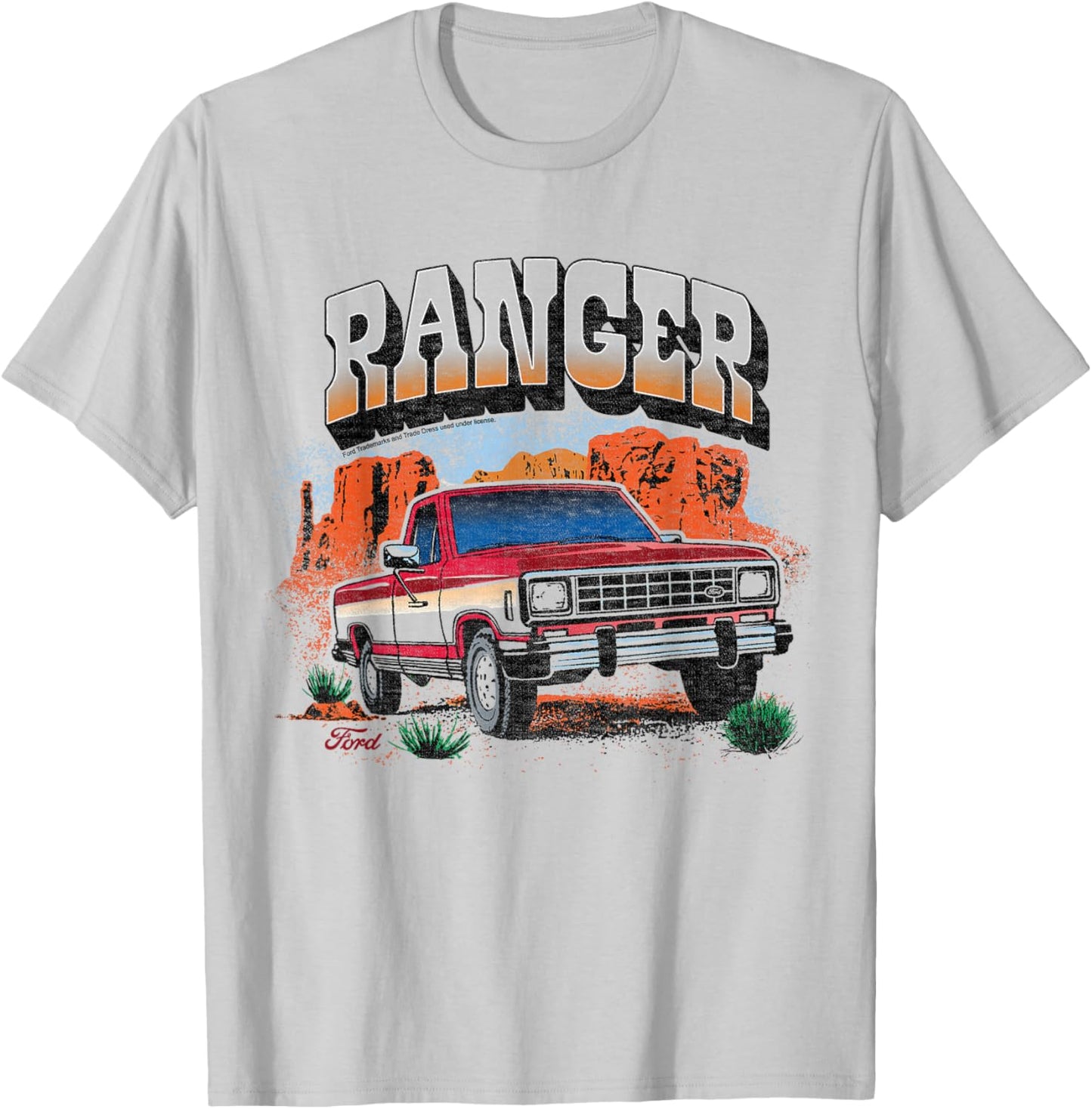 Ford - Ranger Truck 1983 Outdoor Desert Mountain Landscape T-Shirt - T-Shirt | Ash