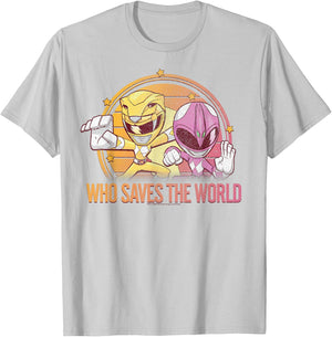 Power Rangers Pink & Yellow Ranger Who Saves The World T-Shirt - T-Shirt | Ash