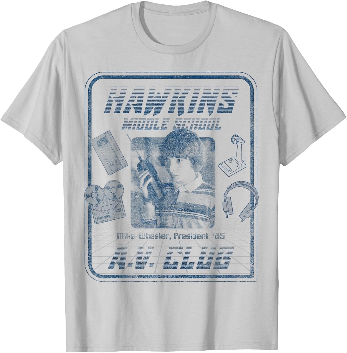Netflix Stranger Things Mike Wheeler Hawkins A.V. Club T-Shirt - T-Shirt | Ash