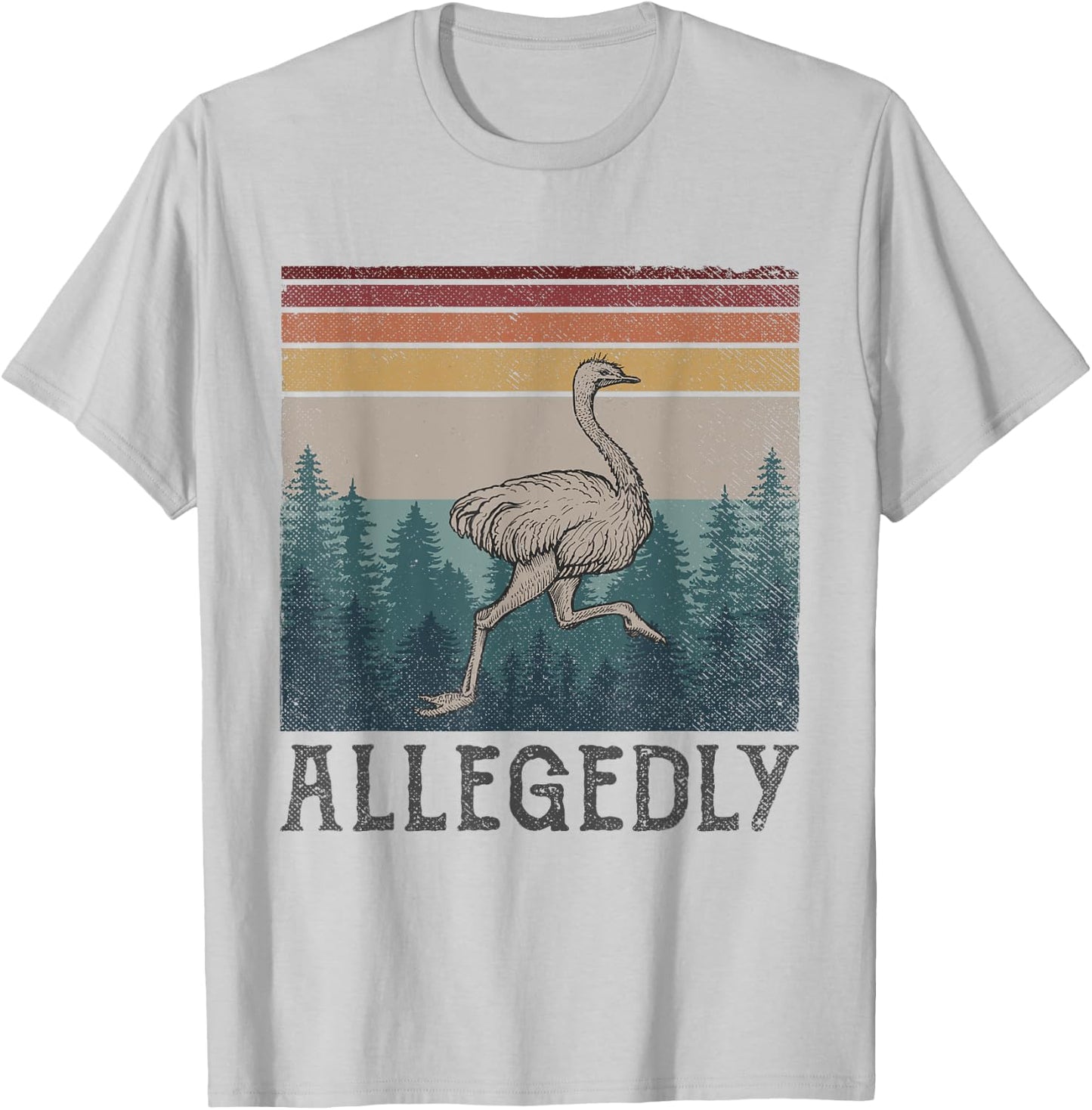 Allegedly Ostrich Vintage Retro Funny Bird Lover T-Shirt - T-Shirt | Ash