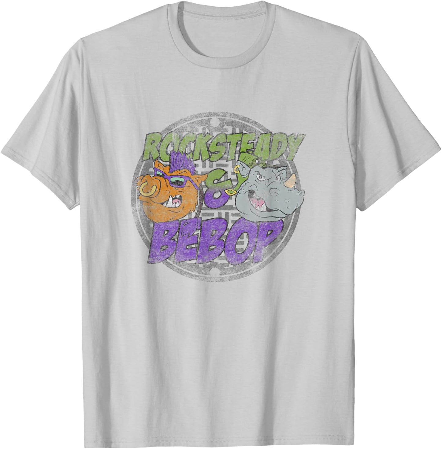 Teenage Mutant Ninja Turtles Rocksteady & Bebop Distressed T-Shirt - T-Shirt | Ash