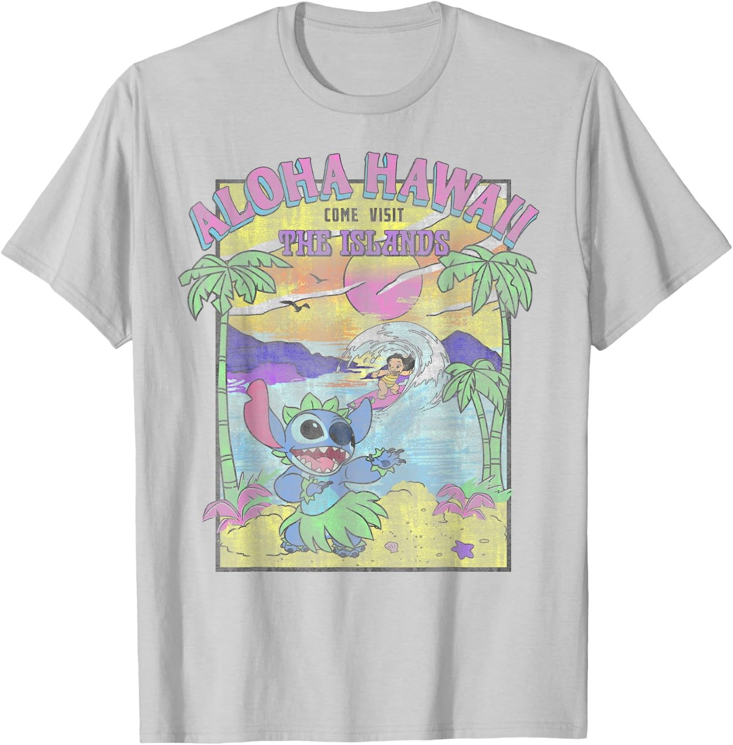 Disney Lilo & Stitch Aloha Hawaii Come Visit The Islands T-Shirt - T-Shirt | Ash