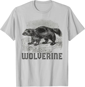 Wolverine Art Wild Animal Skunk Bear Mammal Habitat T-Shirt - T-Shirt | Ash