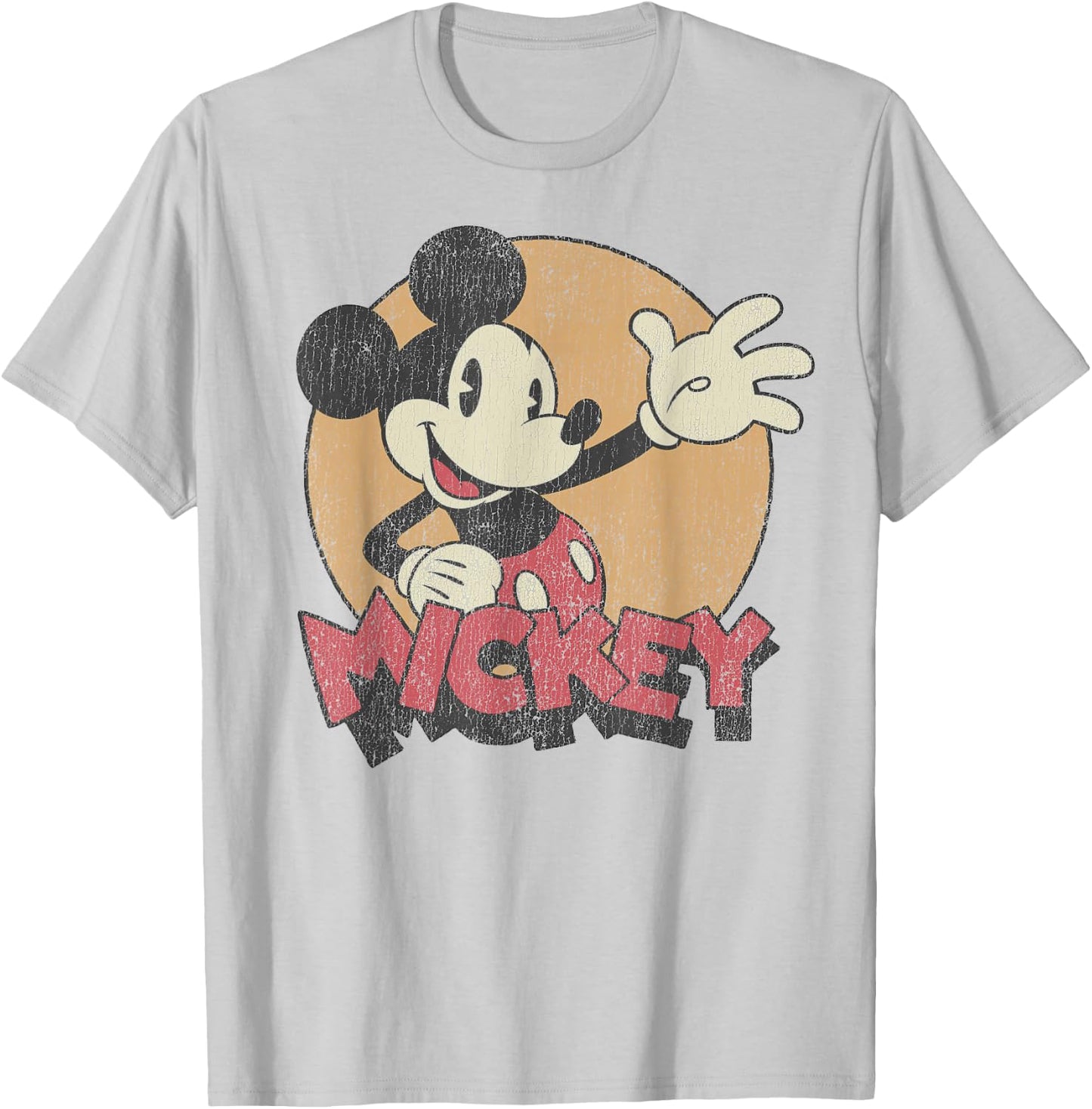 Disney Mickey and Friends Mickey Mouse Retro Distressed Small T-Shirt - T-Shirt | Ash